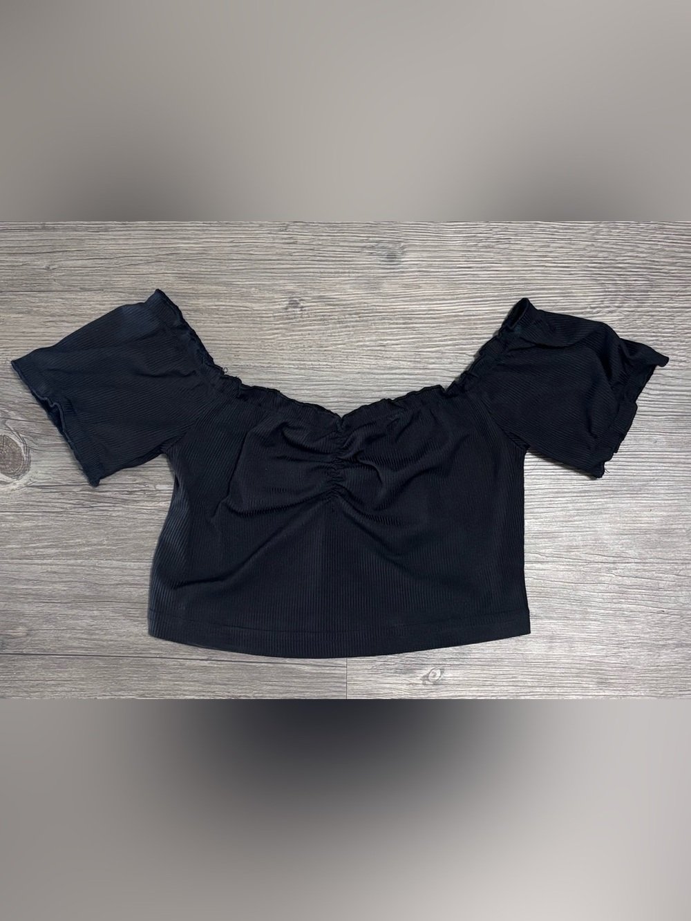 Black Ribbed Crop Top